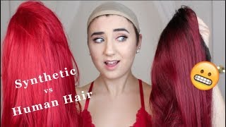 Human Hair Wig vs Synthetic Wig Review My First Time Wearing A Human Hair Wig [upl. by Ynittirb]