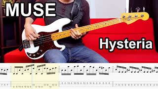 Muse  Hysteria  BASS COVER  PlayAlong Tabs [upl. by Cotsen548]