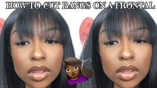 HOW TO CUT BANGS ON A FRONTAL beginner friendly  FT MyChicWigs  Lovevinni [upl. by Airekat]