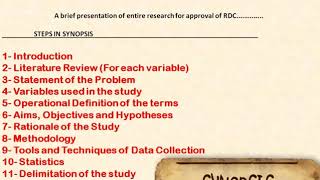 Steps in Synopsis Presentation [upl. by Ayirp]