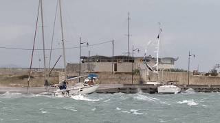 Wild winds in lefkada channel 2892018 Storm Medicane Zorba Greece [upl. by Keenan]