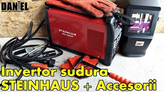 Invertor sudura Steinhaus PROIW160M si accesorii pentru sudat [upl. by Yerak874]