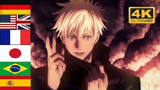 Satoru Gojos Domain Expansion in 6 languages  Jujutsu Kaisen 4K VIDEO [upl. by Arihsaj]