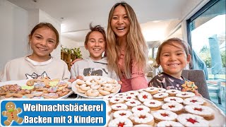 In der Weihnachtsbäckerei 😍Plätzchen backen mit 3 Kindern Vanillekipferl amp Spitzbuben Mamiseelen [upl. by Annahsal]