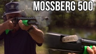 Mossberg 500 pump action shotgun fast shooting and review with Jerry Miculek [upl. by Zsolway593]