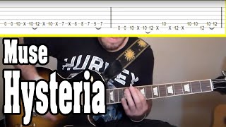 Muse  Hysteria Guitar Tutorial wTABS [upl. by Mcloughlin]