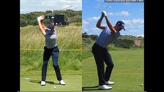 Justin Thomas golf swing  Long Iron faceon amp downtheline July 2017 [upl. by Schrick]