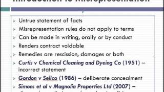 Misrepresentation Lecture 1 of 4 [upl. by Erleena563]