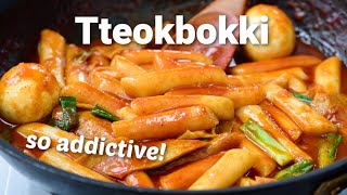 How to make tteokbokki Korean spicy rice cakes So addictive [upl. by Anayrb]