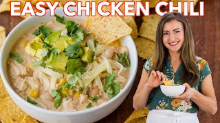 Easy White Chicken Chili Stovetop Recipe [upl. by Grose]