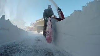 Honda HS 1132 Snow Blower Clearing 18 Inches to the Pavement [upl. by Yeslek]