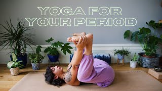 15 MIN YOGA FOR YOUR PERIOD  gentle yoga flow for menstruation [upl. by Hannover]