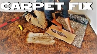 Patch hole in carpet DIY 3 minutes HOME DEPOT materials [upl. by Eiliak523]